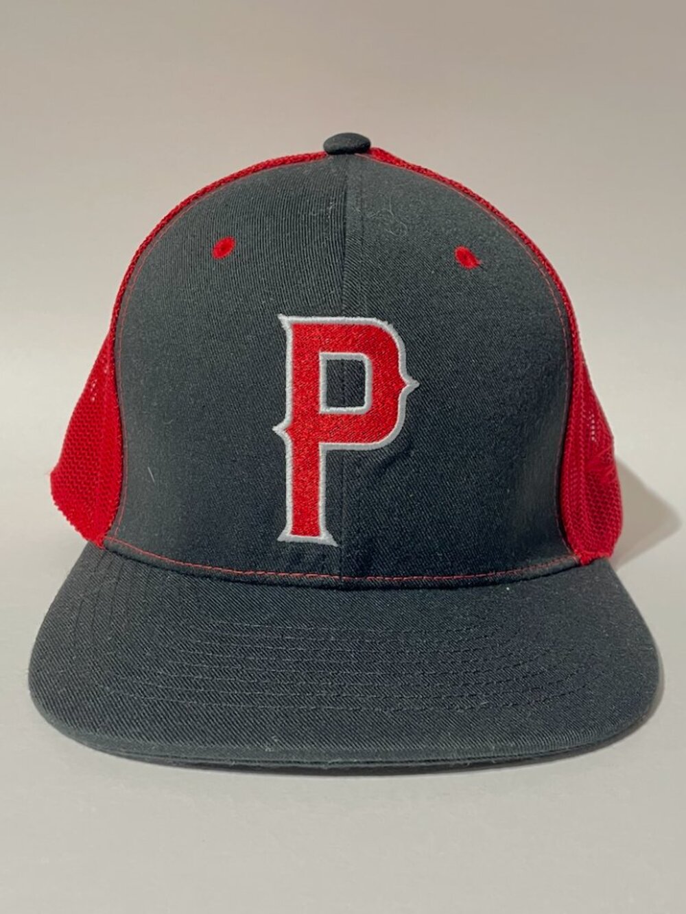Boombah "P" Trucker Snapback Hat Black Red Mesh